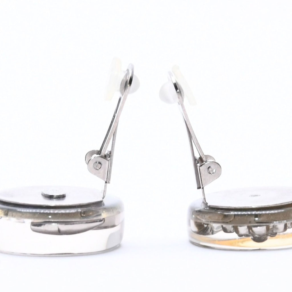 Chanel CC Logo Earrings 97 Resin Metal Aurora Clear Silver — view 8