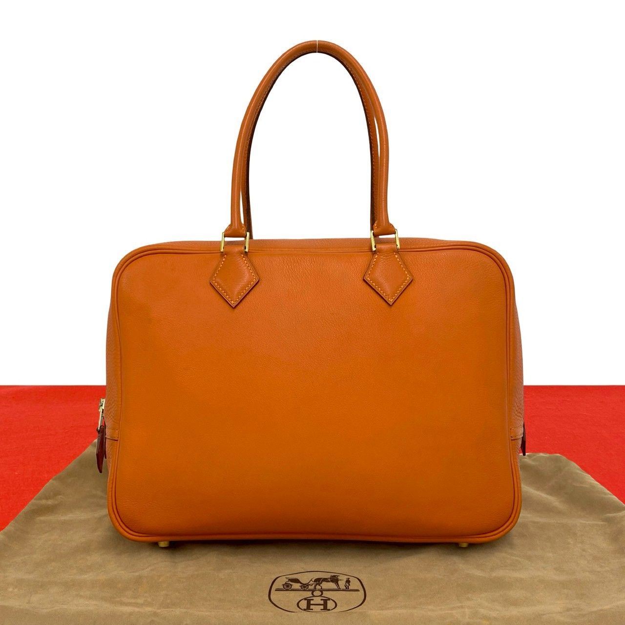 Hermes Plume 32 Vo Garibaldi Leather Mini Boston Bag Orange