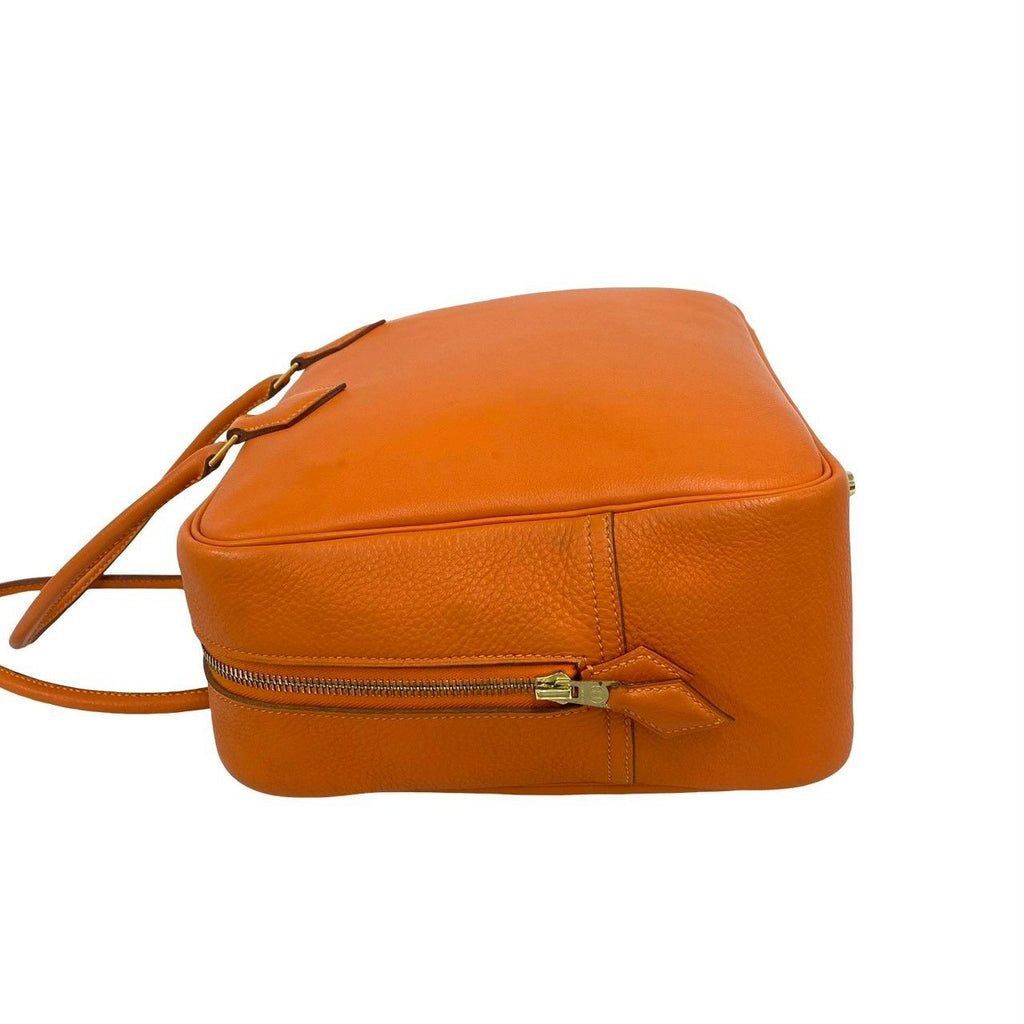 Hermes Plume 32 Vo Garibaldi Leather Mini Boston Bag Orange — view 5