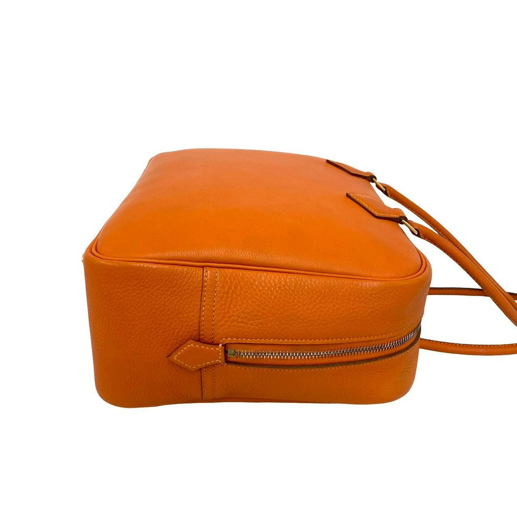 Hermes Plume 32 Vo Garibaldi Leather Mini Boston Bag Orange — view 6