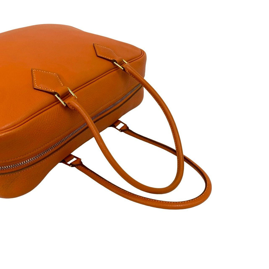 Hermes Plume 32 Vo Garibaldi Leather Mini Boston Bag Orange — view 4