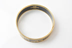 Hermes Bangle Bracelet Enamel GM Black Gold Horse Motif — view 5