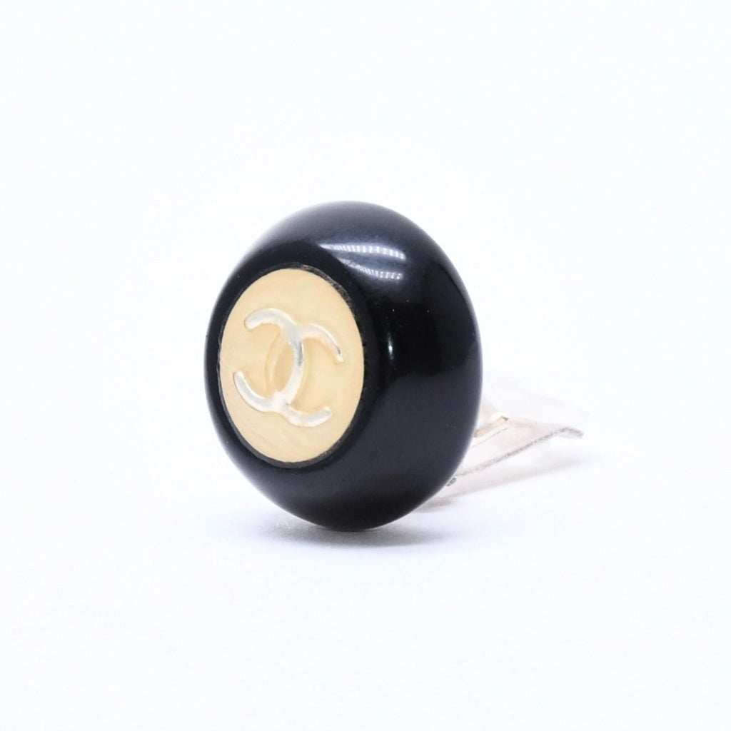 Chanel CC Logo Earrings 99 Resin Metal White Black Bicolor — view 2