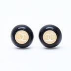 Chanel CC Logo Earrings 99 Resin Metal White Black Bicolor