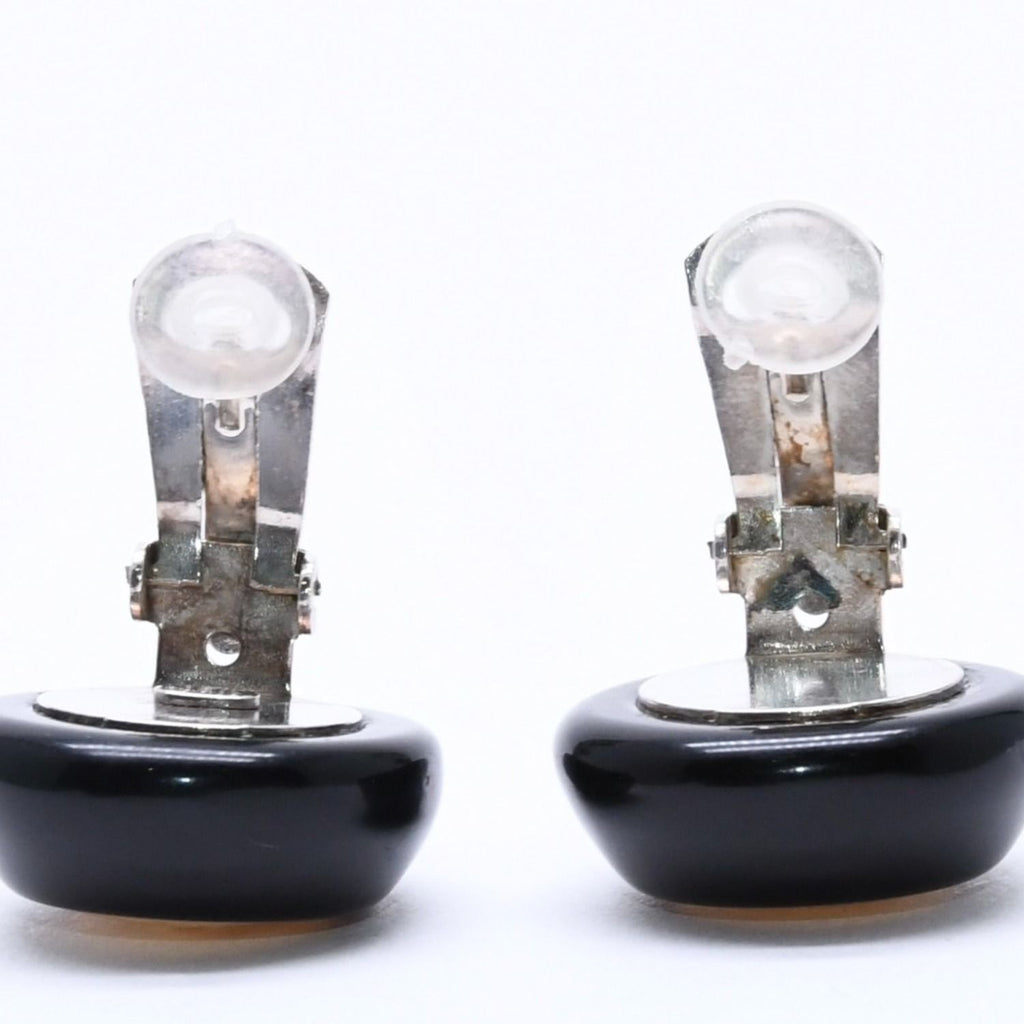 Chanel CC Logo Earrings 99 Resin Metal White Black Bicolor — view 6
