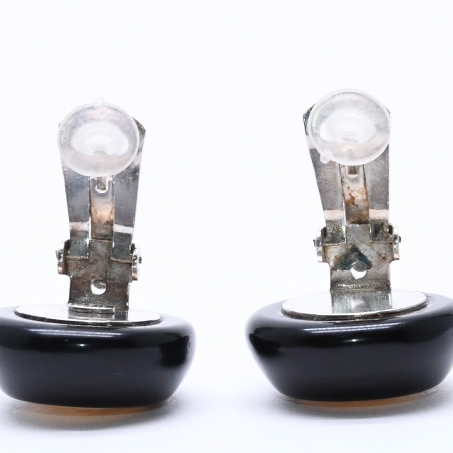 Chanel CC Logo Earrings 99 Resin Metal White Black Bicolor — view 6
