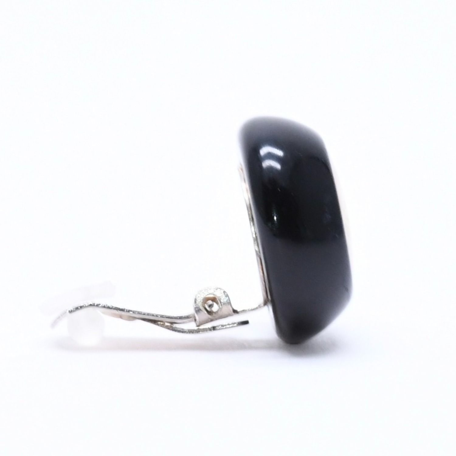 Chanel CC Logo Earrings 99 Resin Metal White Black Bicolor — view 4