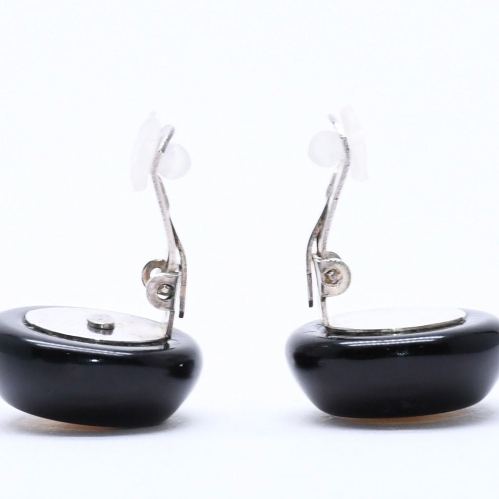 Chanel CC Logo Earrings 99 Resin Metal White Black Bicolor — view 7