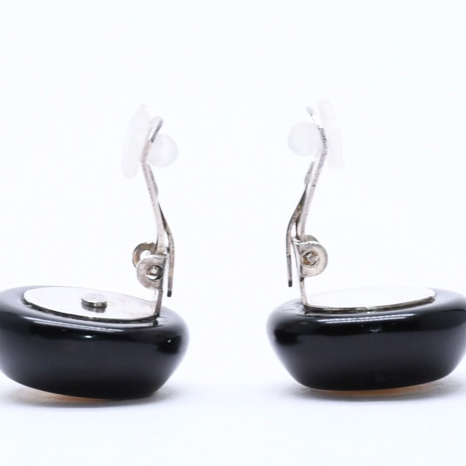 Chanel CC Logo Earrings 99 Resin Metal White Black Bicolor — view 7