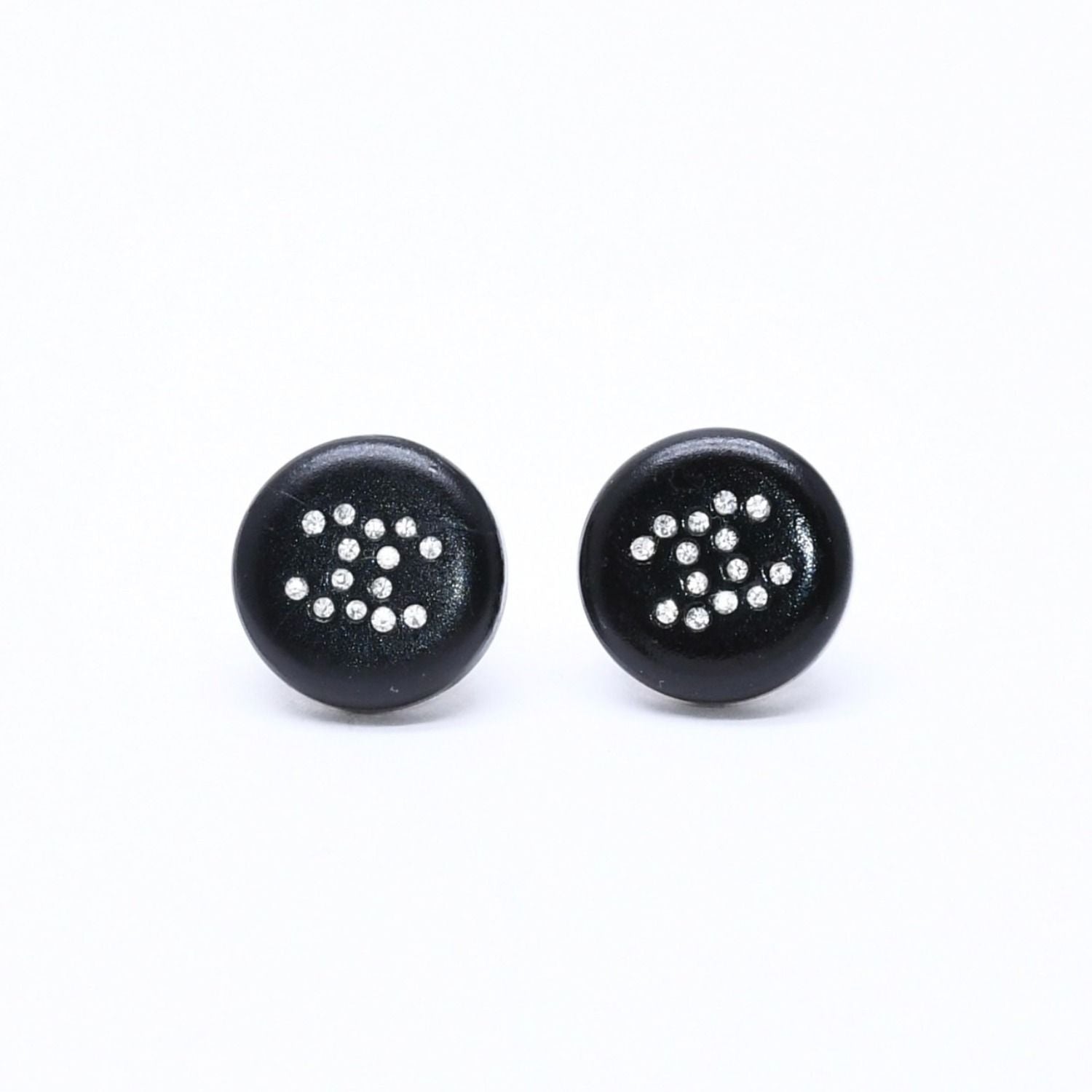 Chanel CC Logo Earrings 00 Resin Rhinestone Black