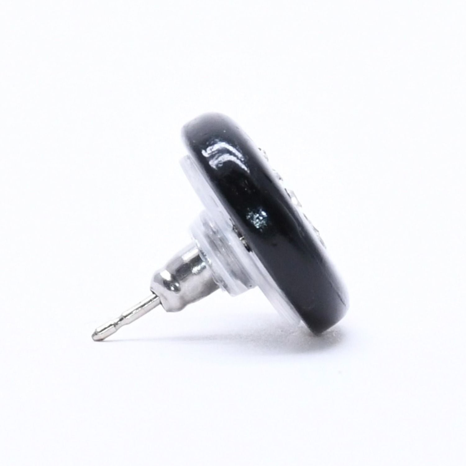 Chanel CC Logo Earrings 00 Resin Rhinestone Black — view 4