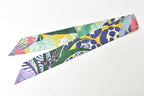 Hermes Twill Scarf Silk Jaguar Quetzal Pattern Purple Multi — view 3
