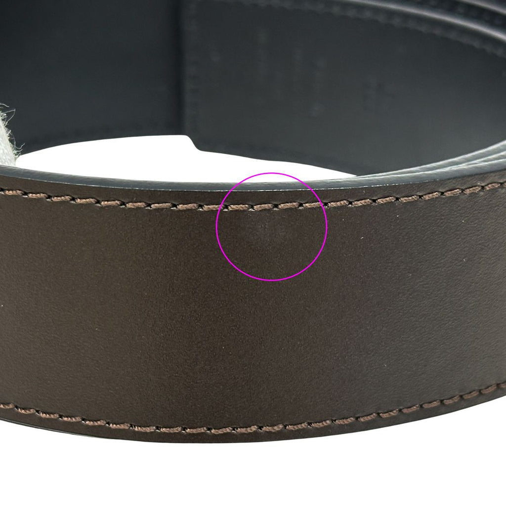 Louis Vuitton Belt Leather Ceinture Reversible Black Brown Silver Logo Adult — view 6