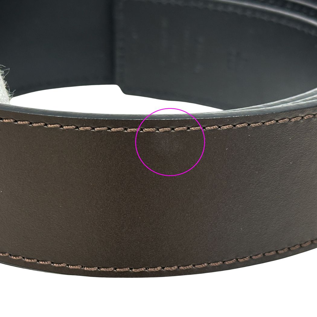 Louis Vuitton Belt Leather Ceinture Reversible Black Brown Silver Logo Adult — view 6