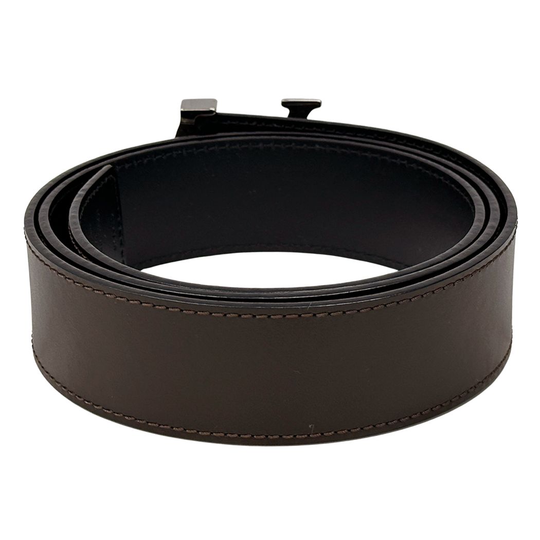Louis Vuitton Belt Leather Ceinture Reversible Black Brown Silver Logo Adult — view 2