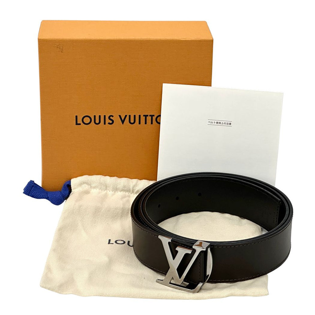 Louis Vuitton Belt Leather Ceinture Reversible Black Brown Silver Logo Adult — view 5