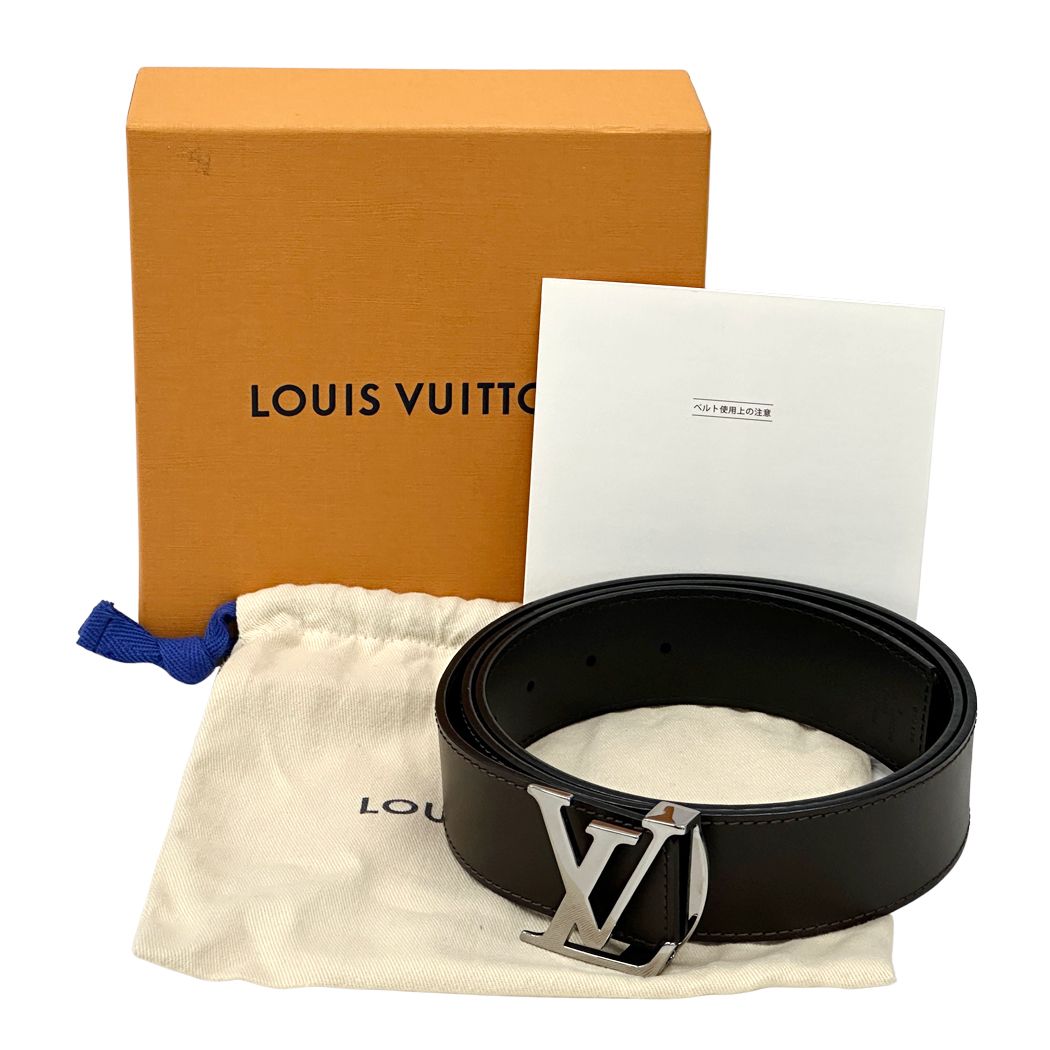 Louis Vuitton Belt Leather Ceinture Reversible Black Brown Silver Logo Adult — view 5