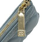 Dior Wallet Cannage Coin Case with Leather Blue Chain Small Compact Quilted Logo — view 9
