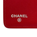 Chanel Wallet Sevruga Leather Red Silver CC Logo — view 8