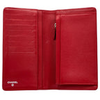 Chanel Wallet Sevruga Leather Red Silver CC Logo — view 4