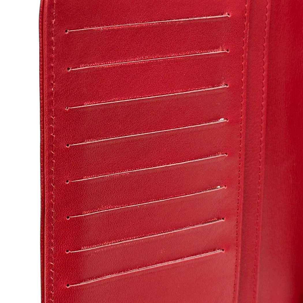 Chanel Wallet Sevruga Leather Red Silver CC Logo — view 9