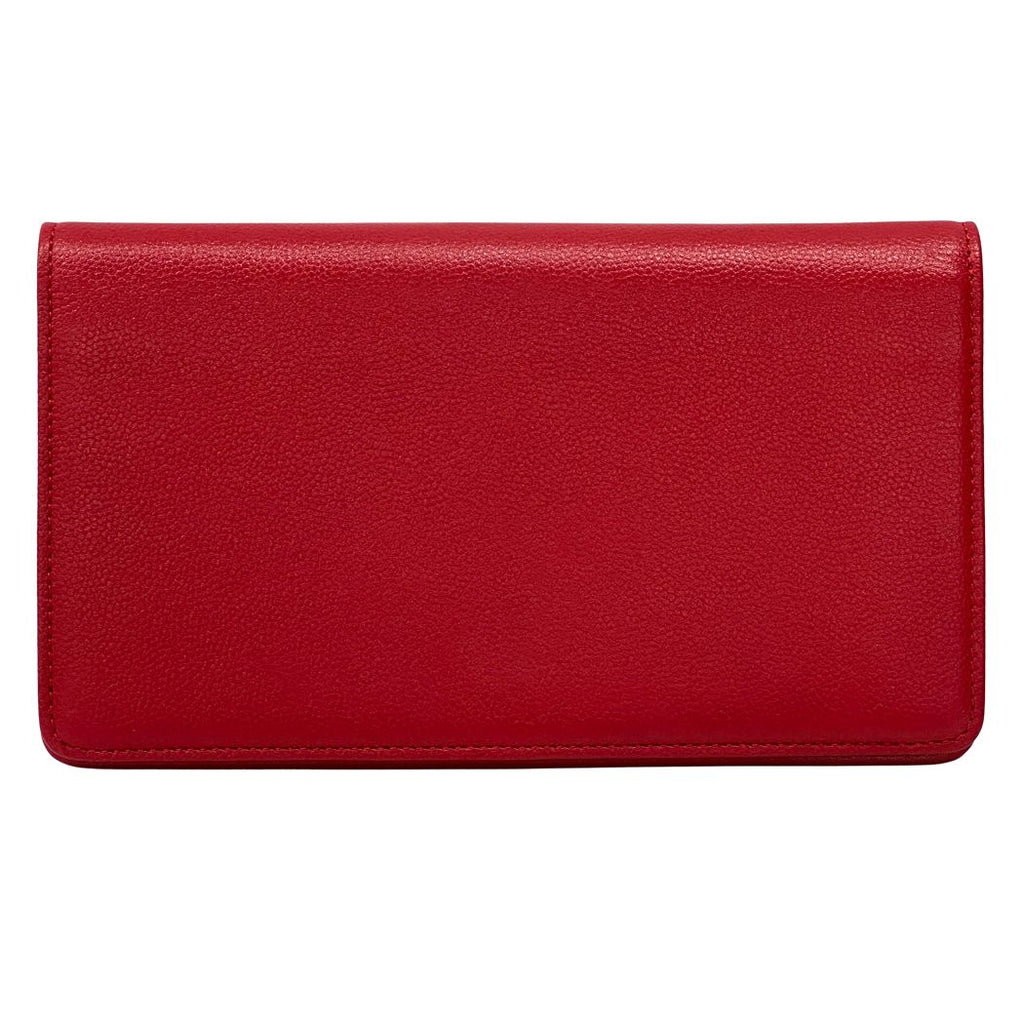 Chanel Wallet Sevruga Leather Red Silver CC Logo — view 2
