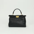 Fendi Peekaboo Small Mini Bag Tote Leather Black Gold 2-Way