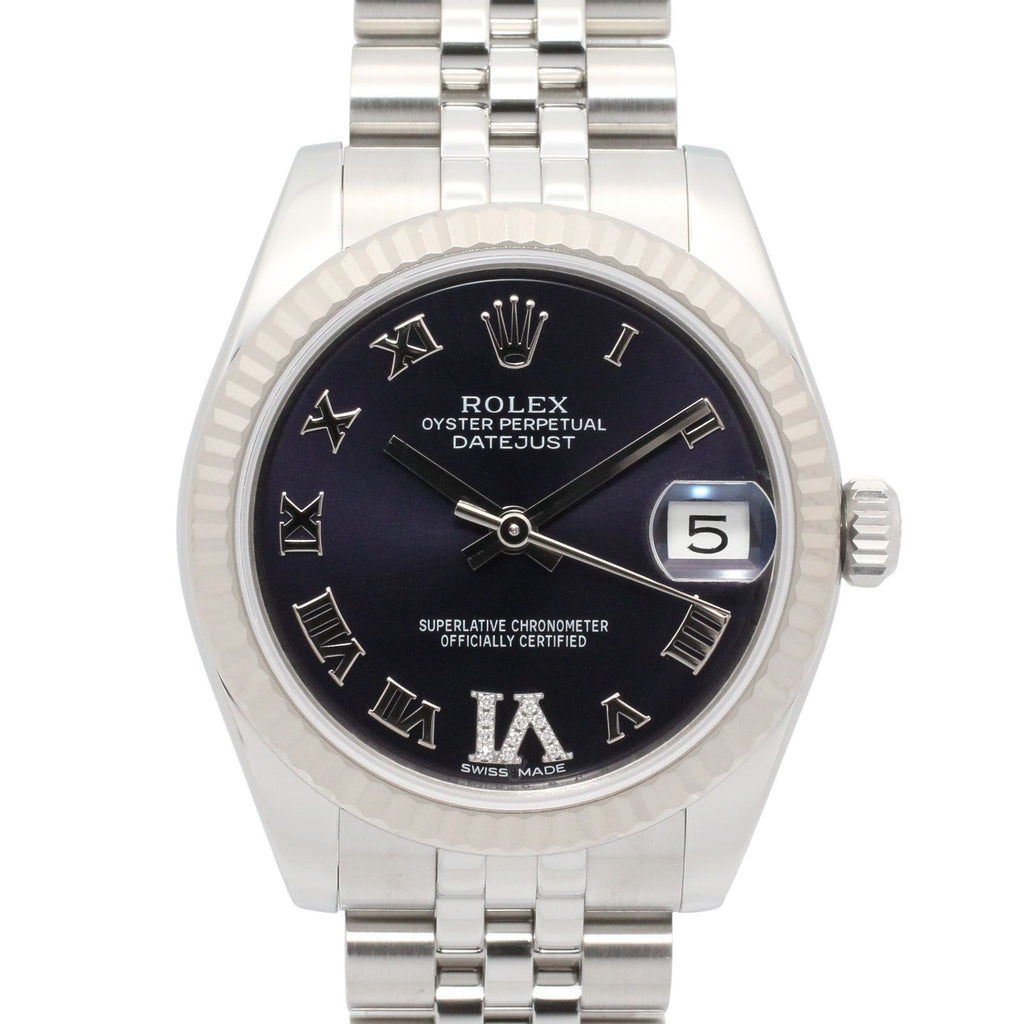 Rolex Watch Datejust VI Diamond Boys Aubergine 18k White Gold Stainless Steel