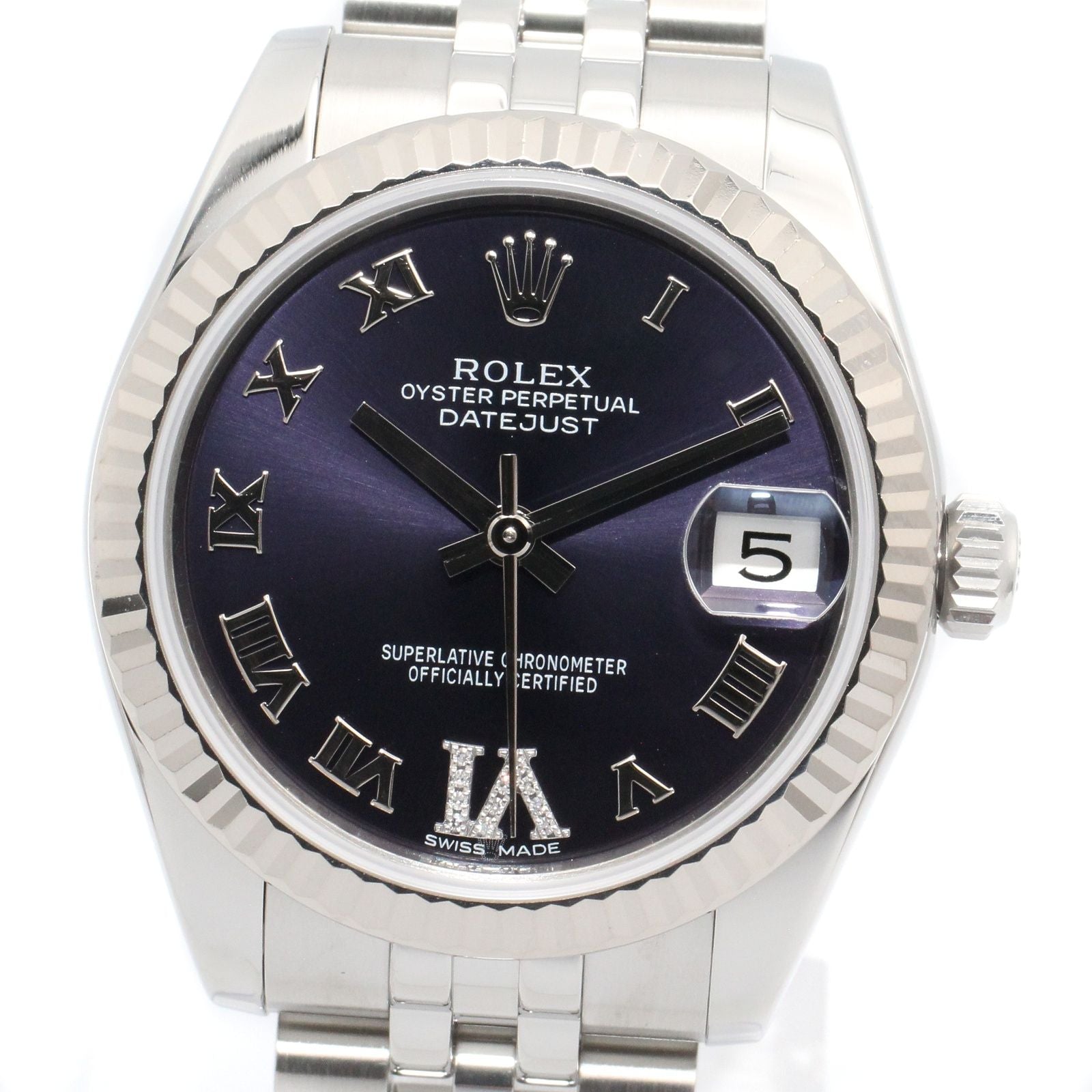Rolex Watch Datejust VI Diamond Boys Aubergine 18k White Gold Stainless Steel — view 3