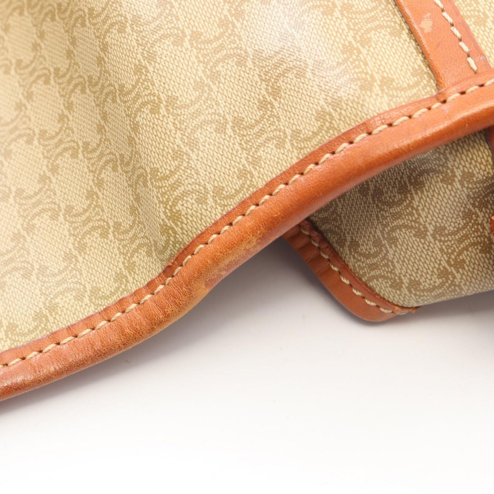 Celine Shoulder Bag Macadam Flap Beige Brown Canvas Leather — view 6