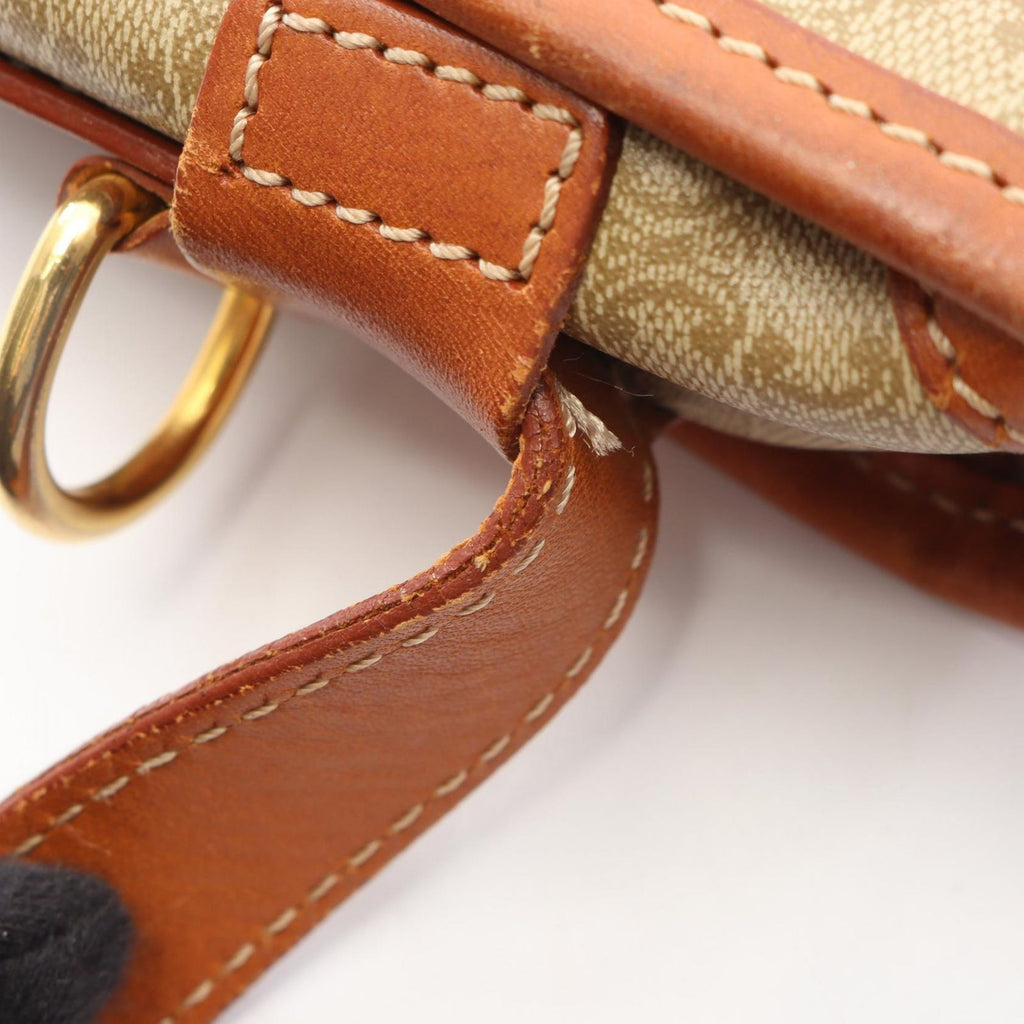 Celine Shoulder Bag Macadam Flap Beige Brown Canvas Leather — view 9