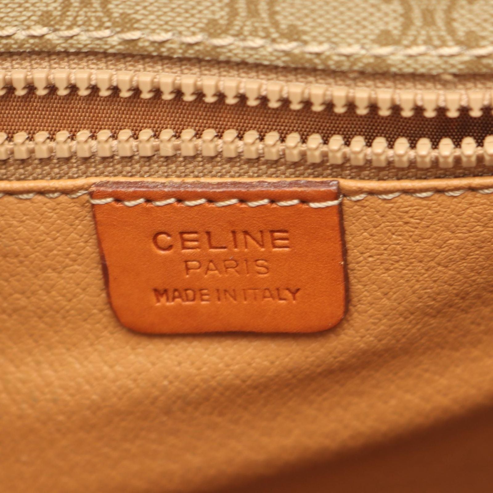 Celine Shoulder Bag Macadam Flap Beige Brown Canvas Leather — view 4
