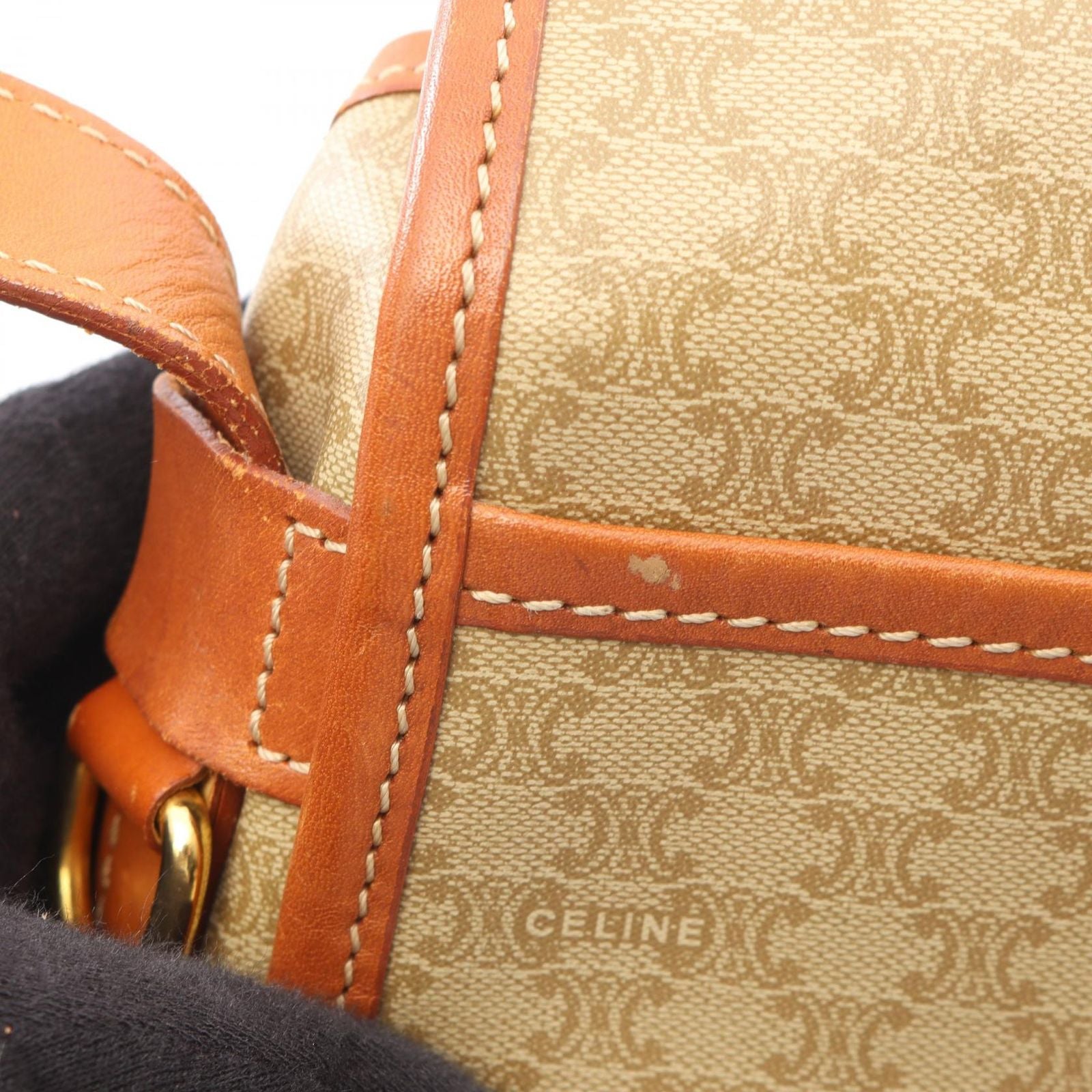 Celine Shoulder Bag Macadam Flap Beige Brown Canvas Leather — view 8