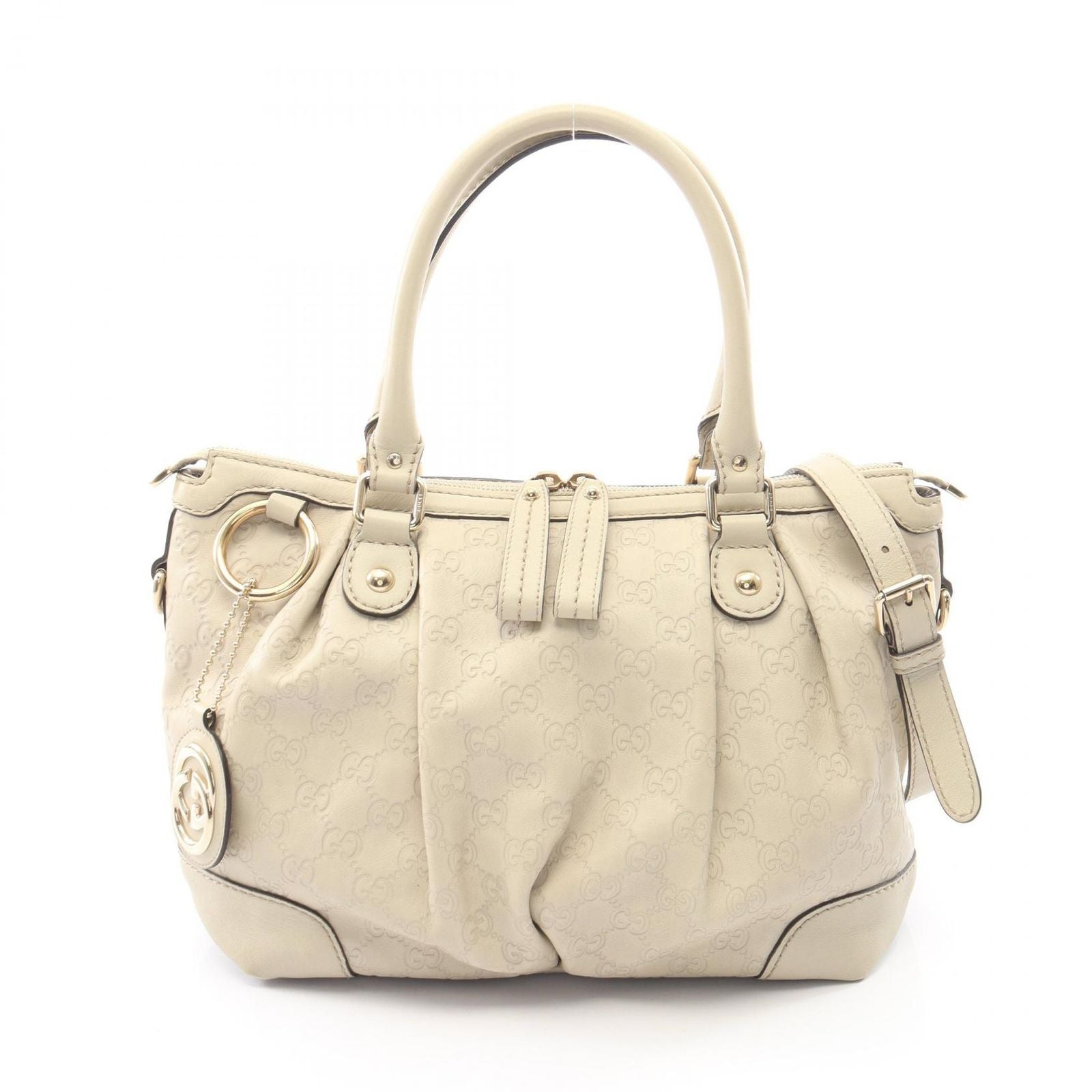 Gucci Handbag 2-Way Ivory Leather Guccissima Shoulder