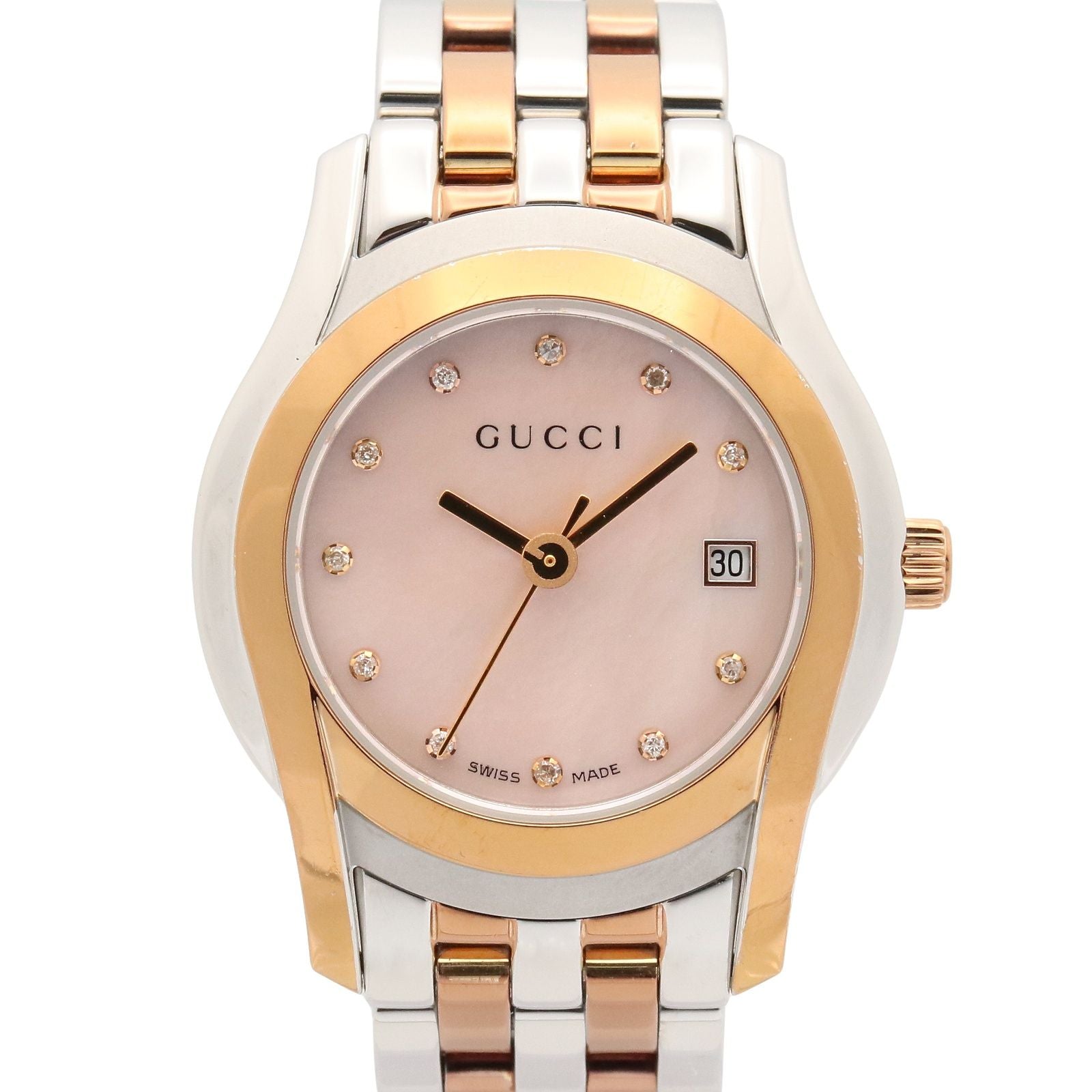 Gucci Watch Pink Shell Stainless Steel