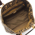 Fendi Tote Zucca Brown Black Canvas Leather Handbag — view 3