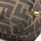 Fendi Tote Zucca Brown Black Canvas Leather Handbag — view 5