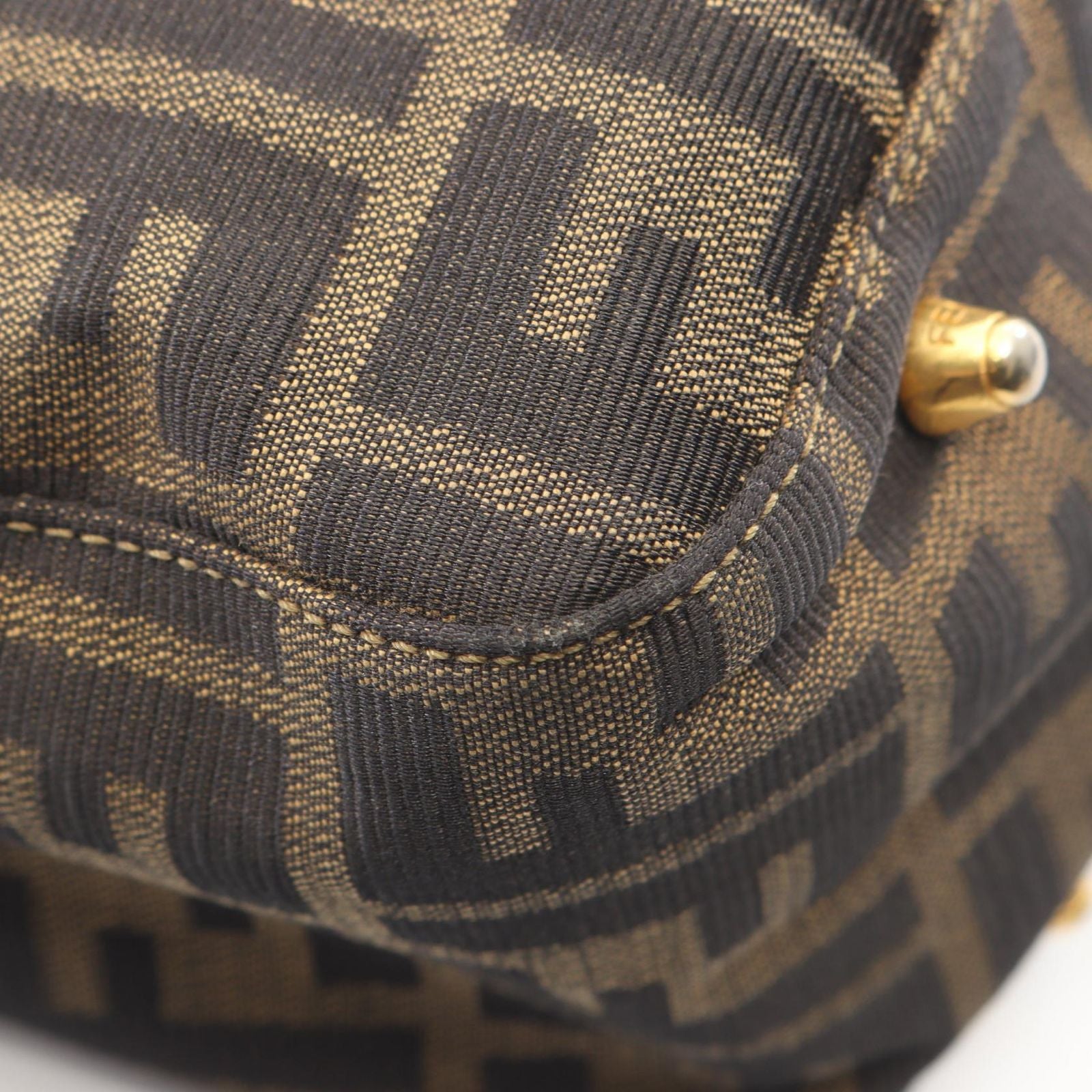 Fendi Tote Zucca Brown Black Canvas Leather Handbag — view 5