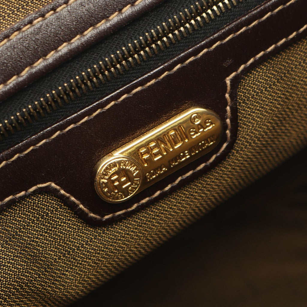 Fendi Tote Zucca Brown Black Canvas Leather Handbag — view 4