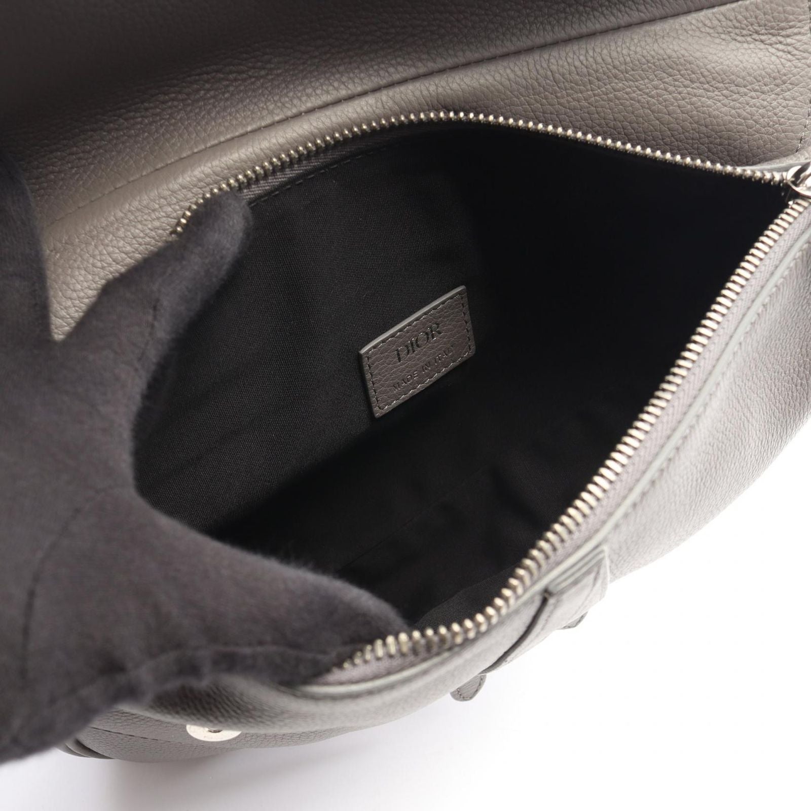 Dior le Waist Bag Saddle Gray Leather Body Back — view 3