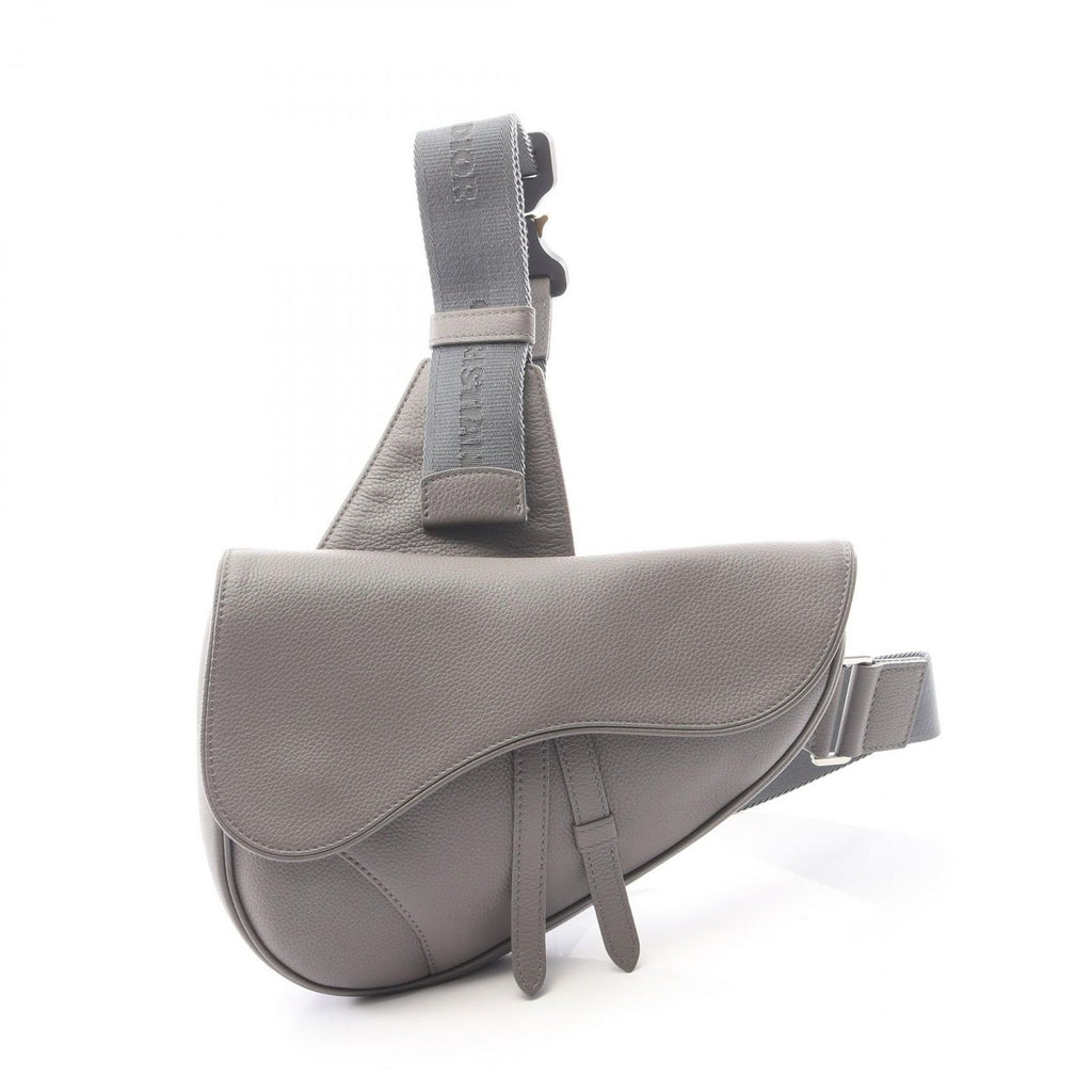 Dior le Waist Bag Saddle Gray Leather Body Back