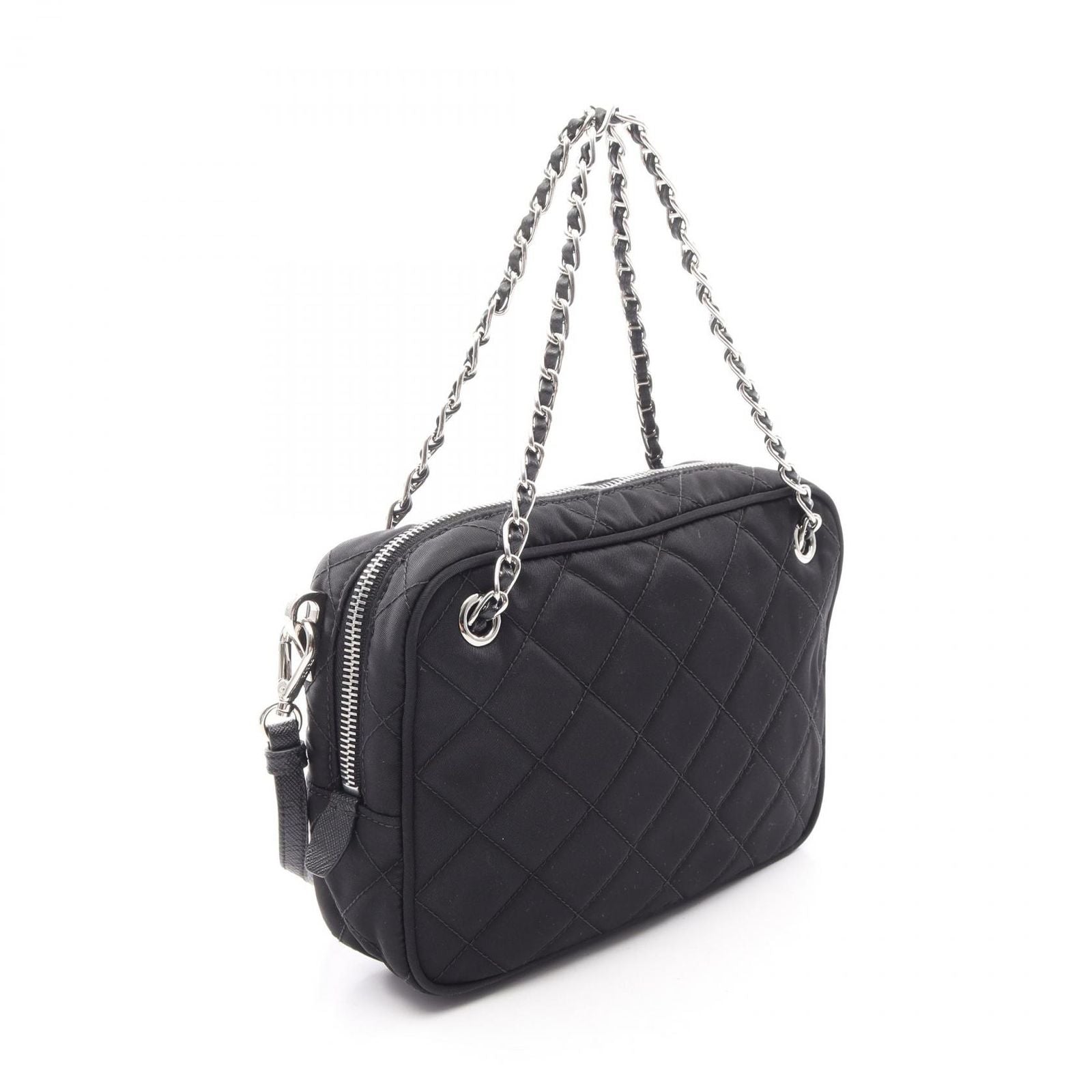 Prada Handbag Tessuto Impuntu 2-Way Black Nylon Saffiano Leather Quilted — view 2