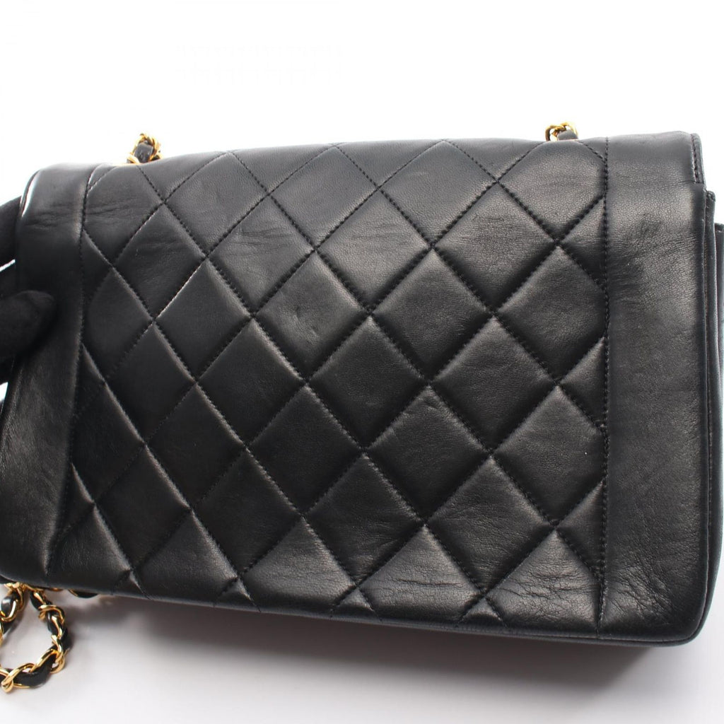 Chanel Shoulder Bag Quilted Diana Flap Black Lambskin Chain — view 9