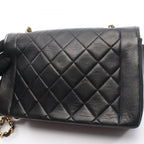 Chanel Shoulder Bag Quilted Diana Flap Black Lambskin Chain — view 9