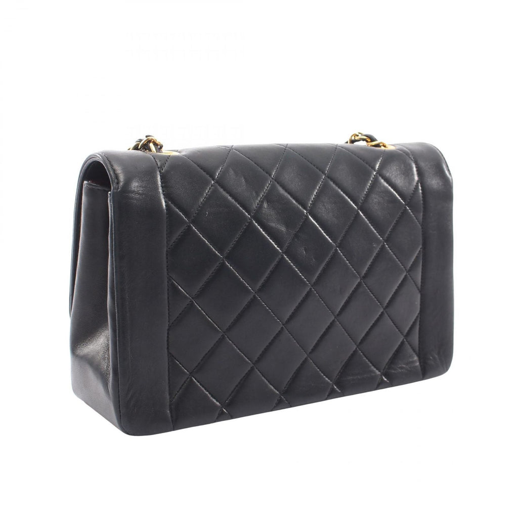 Chanel Shoulder Bag Quilted Diana Flap Black Lambskin Chain — view 2