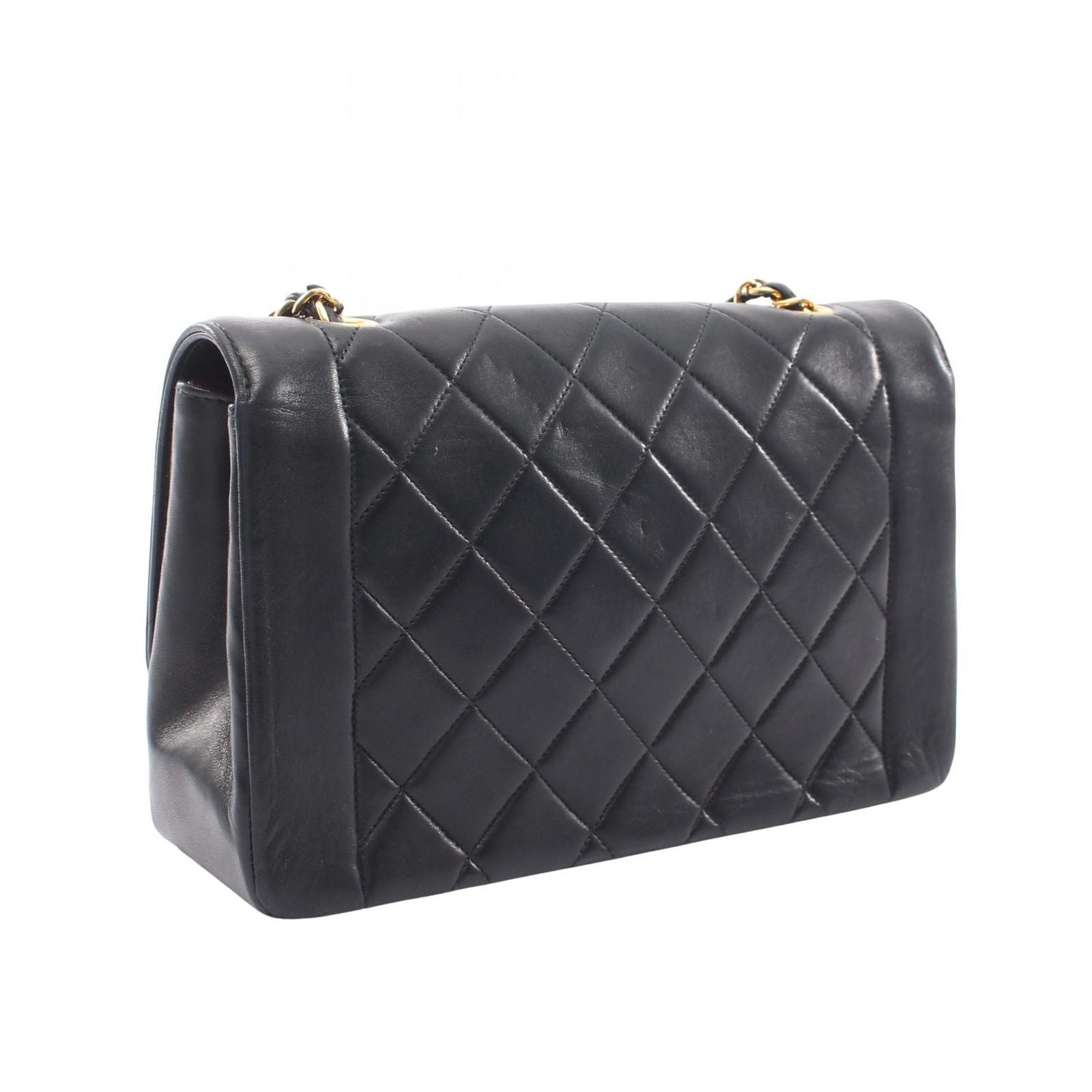 Chanel Shoulder Bag Quilted Diana Flap Black Lambskin Chain — view 2