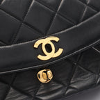 Chanel Shoulder Bag Quilted Diana Flap Black Lambskin Chain — view 6