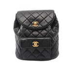 Chanel Backpack Quilted Turnlock Chain Black Lambskin Double