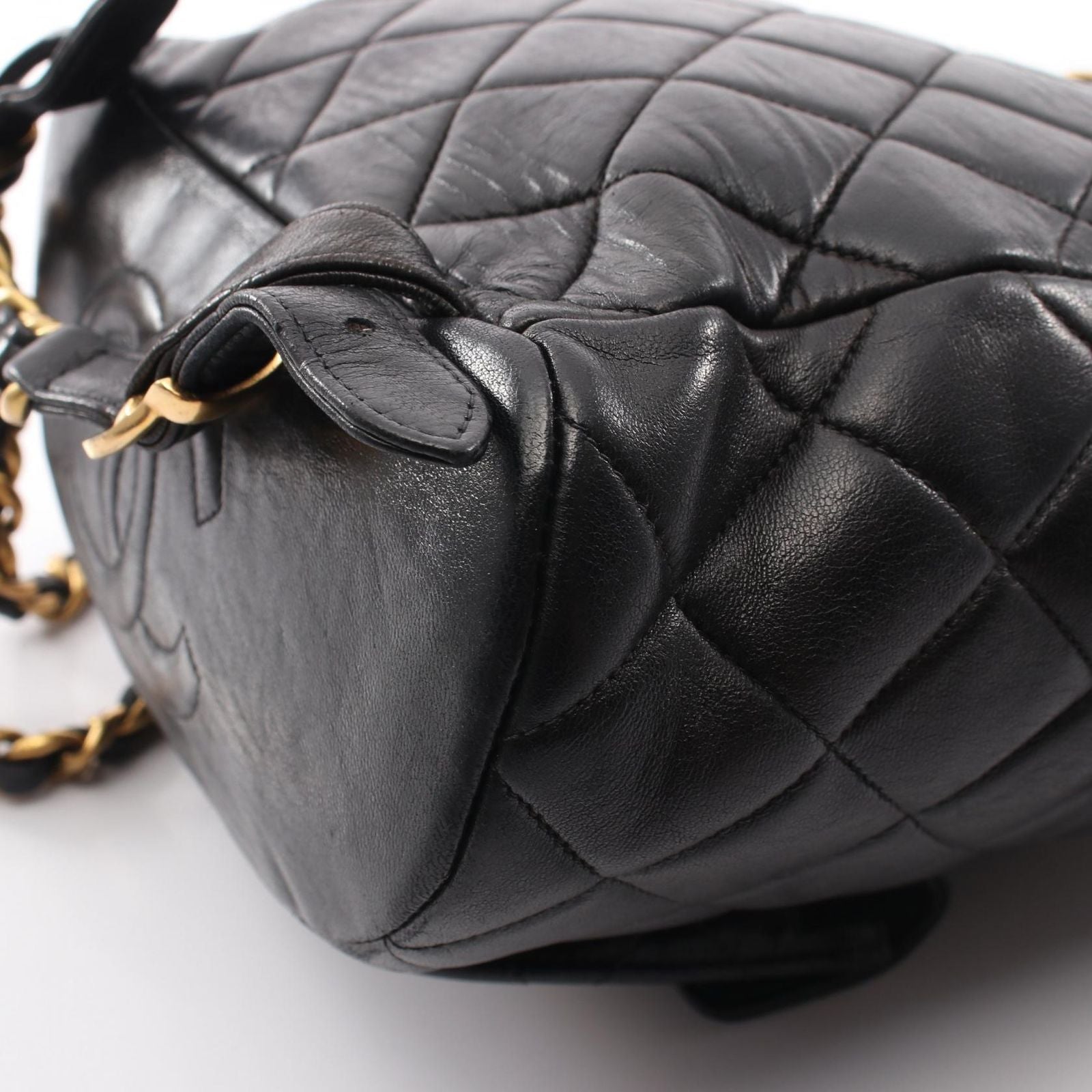 Chanel Backpack Quilted Turnlock Chain Black Lambskin Double — view 9