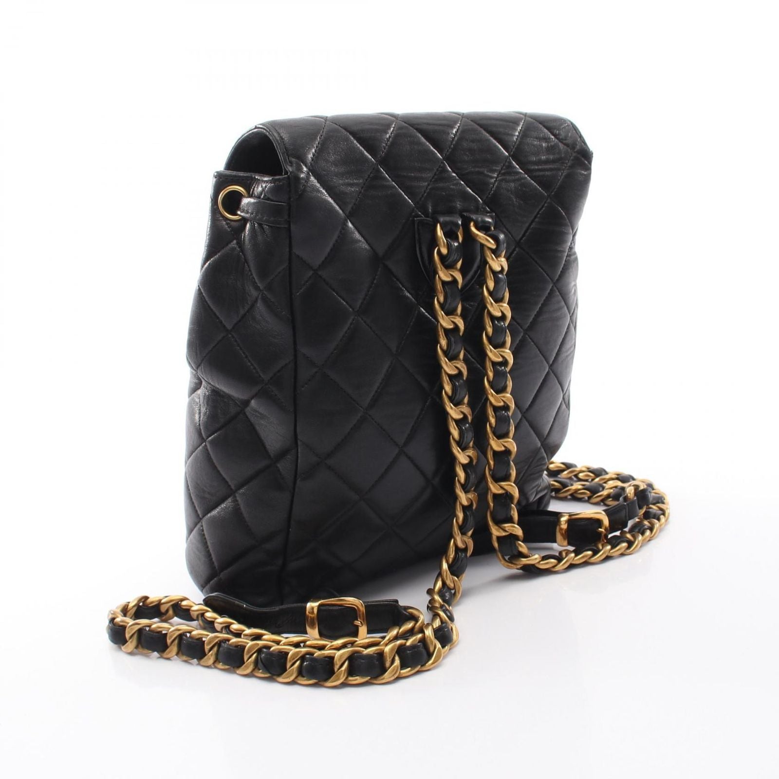 Chanel Backpack Quilted Turnlock Chain Black Lambskin Double — view 2